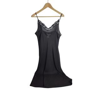 Vintage ICE 100% Silk Black Lace Trim Slip size 12 women's